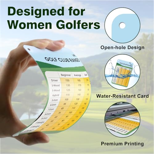 Image of 2 Pack Golf Club Distance Card, Waterproof Yardage Chart Card, Credit Card Size and Easy Carry, Quick Reference Guide with Clip, Golf Bag Accessories for Men Women Golfers | Durable、Hassle-Free、Pocket-Sized、Great Gift