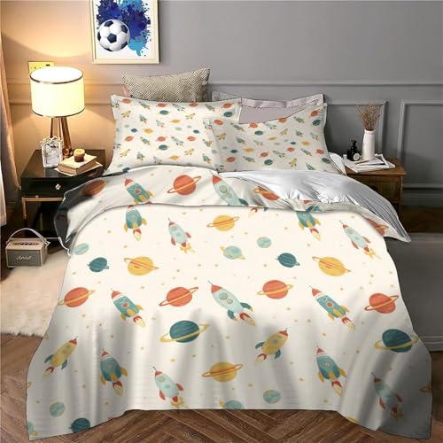 Housse de couette 3D effet microfibre douce et résistante sur thème spatial - 6