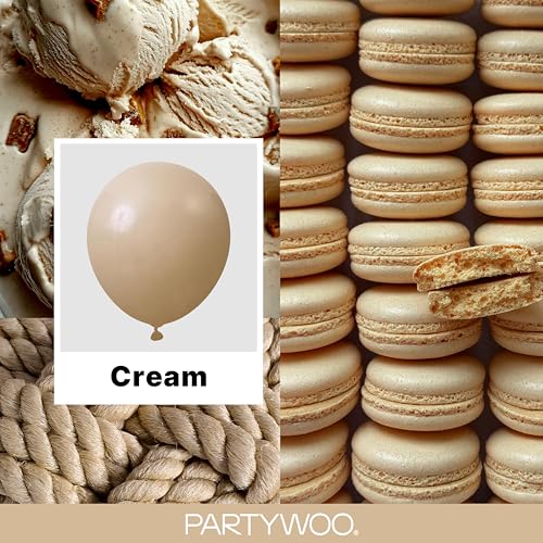 Image of PartyWoo Cream Balloons 155 pcs Different Sizes of 18 12 10 5 Inch Beige Ivory Nude Neutral Boho Fall Latex Balloons for Graduation Birthday Baby Shower Jungle Theme Party Decorations Brown-F56