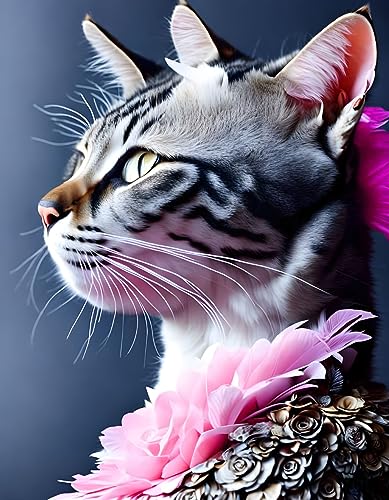 Chat debout poster toile décoration murale moderne portrait animalier 58x90cm