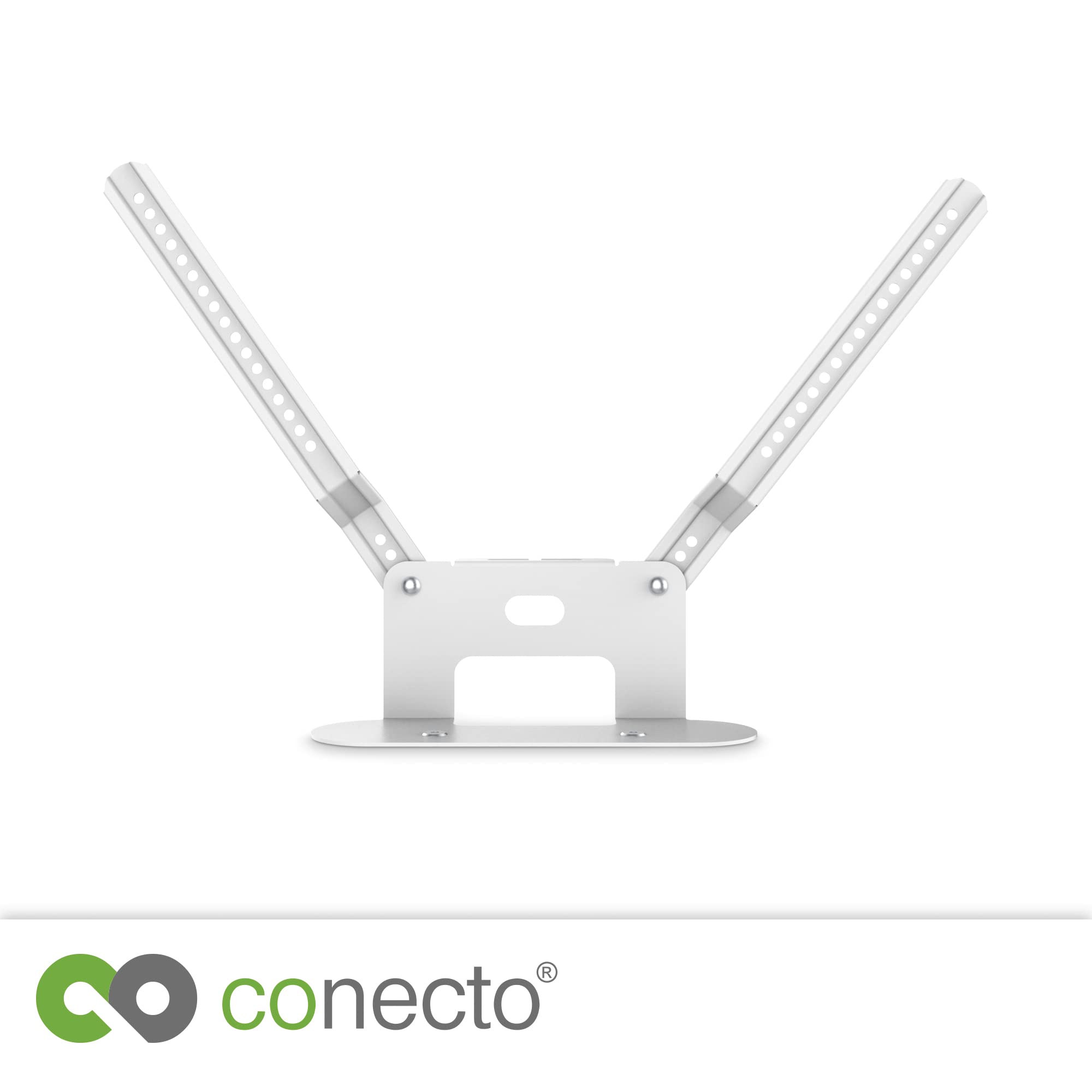 conecto, staffa per altoparlante per il montaggio diretto sulla TV per SONOS Beam Soundbar, materiale: acciaio e alluminio, bianco