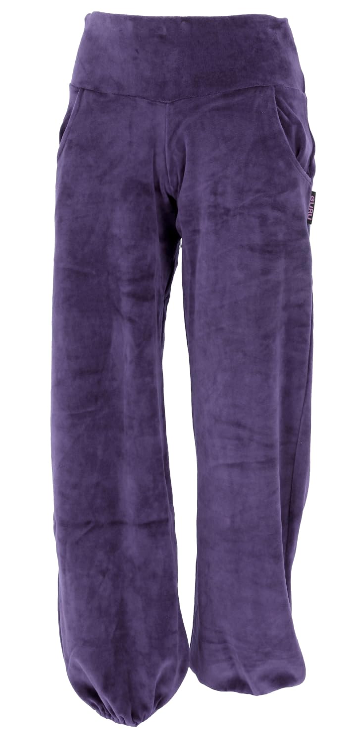 Boho Samt Pluderhose, Wohlfühlhose, Yogahose, Damen, weich, schwarz | Damen, lange Hose, lockere Passform, elastischer Bund, seitliche Taschen, bequem, Sporthose