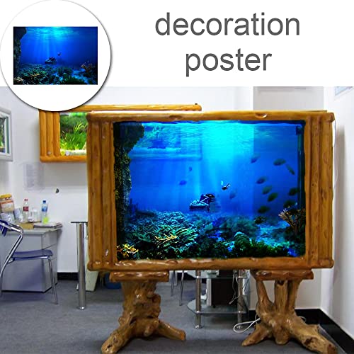EVAYangSG Underwater World Aquarium Background Decoration Poster Aquarium Background Sticker Aquarium Aquarium Aquarium Poster Decoration Picture Supplies 61 * 30cm (blue) - Image 4