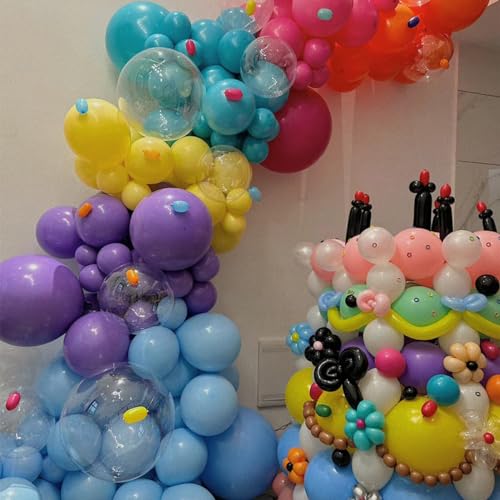 Image of MEBAY Rainbow Balloons Garland Arch Kit, 146Pcs 5 Assorted Color Latex Balloon Different Sizes 18 12 10 5 Inch for Gender Reveal Baby Shower Wedding Birthday Party Decoration