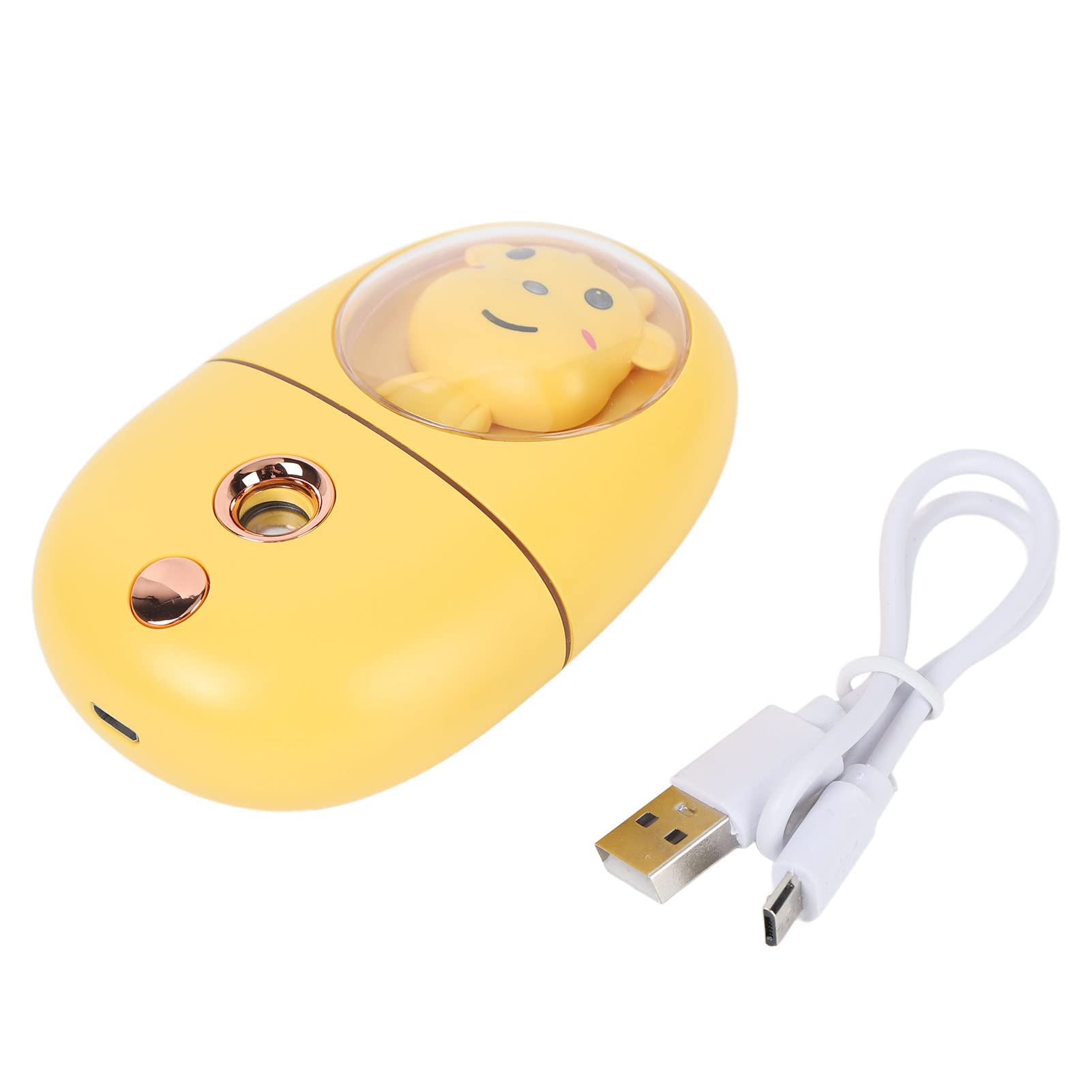 Cute Animal Facial Mist Sprayer USB Rechargeable Mini Eye Face Humidifier for Travelling 35ml Yellow