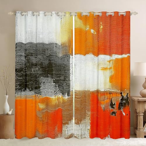 Erosebridal Rainbow Watercolor Curtains Orange Gradient Curtains & Drapes for Kids Boys Girls, Ombre Tie Dye Blackout Curtains Abstract Grunge Bedroom Curtains Window Treatments