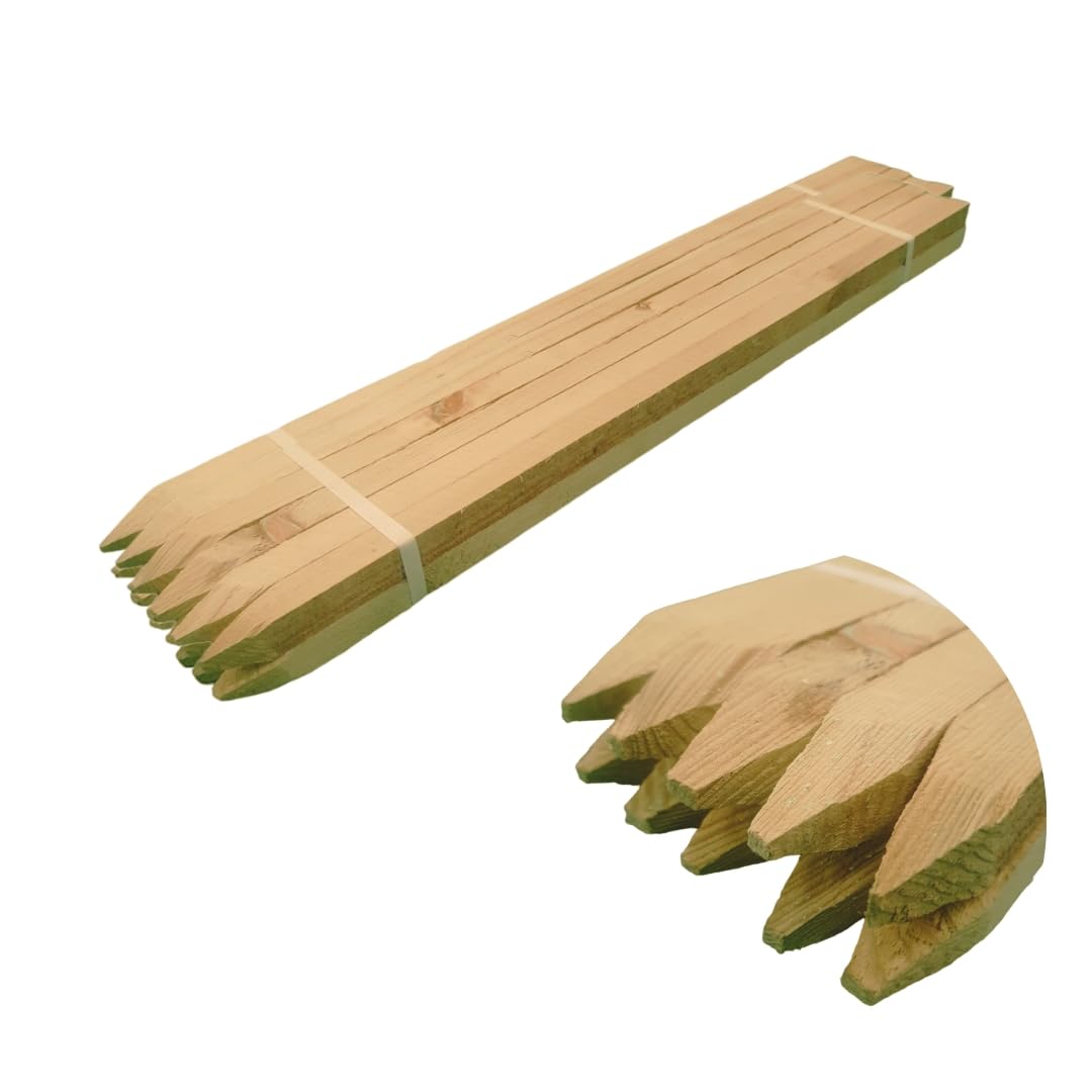 10 x 4ft (1.2m) Tall Wooden Garden Stakes 32mm x 32mm Pressure Treated Tree & Plant Support Fencing Posts Baltic Slow Grown for Strength. Long Lasting. Thick. Square