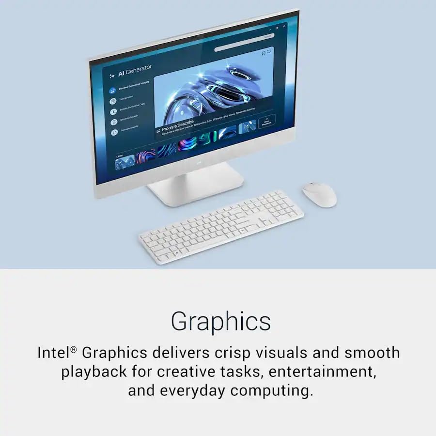 Image of Dell 24 Touchscreen All-in-One Desktop, Intel Ultra 7-355, 64GB RAM, 2T SSD | 23.8 inch FHD IPS Touch Display, Windows 11 Pro, WiFi 7, Copilot+ AI PC, 99% sRGB, RJ-45, Wireless Keyboard & Mouse