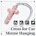 Cross for Car Mirror Hanging, Bling Cars Pendant Charm, Double-Sided Diamond Christian Cross Rearview Mirror Accessories, Car Accessories for Women (Pink)