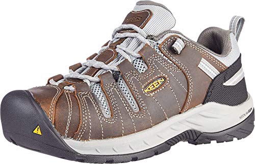 Image of KEEN Utility Women's Flint 2 Low Height Leather Steel Toe Work Shoes, Magnet /Rose, 8 Wide US