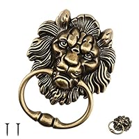 15.6cm Löwenkopf Türklopfer,Antike Bronze Türklopfer Löwe mit Schrauben,Messing Löwenkopf-Türklopfer für Haustüren Hauptvordächer