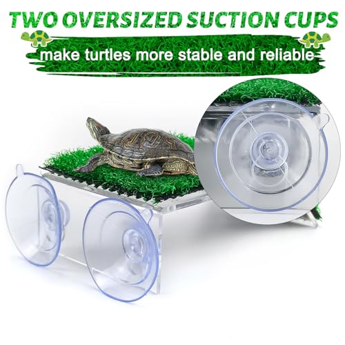 Image of Keedolla Small Turtle Basking Platform Simulation Grass Turtle Ramp, Turtle Resting Basking Dock Floating Decor for Aquatic Turttle Reptile Frog Terrapin