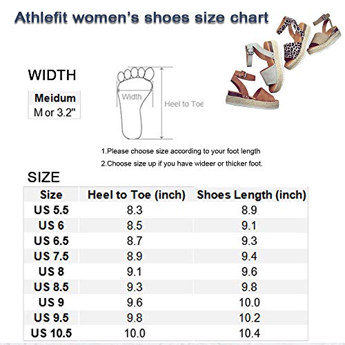 Athlefit Women's Platform Sandals Espadrille Wedge Ankle Strap Studded Open Toe Sandals Size 8 Khaki #TOP7