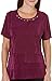 Alfred Dunner Women's Petite Accordion Ruffle Tiered Knit Top with Embellishment