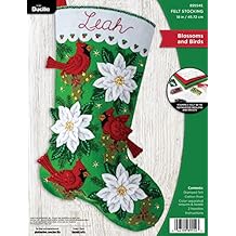 Bucilla Felt Applique 18" Stocking Making Kit, Blossoms and Birds, Perfect for DIY Arts and Crafts, 89554E