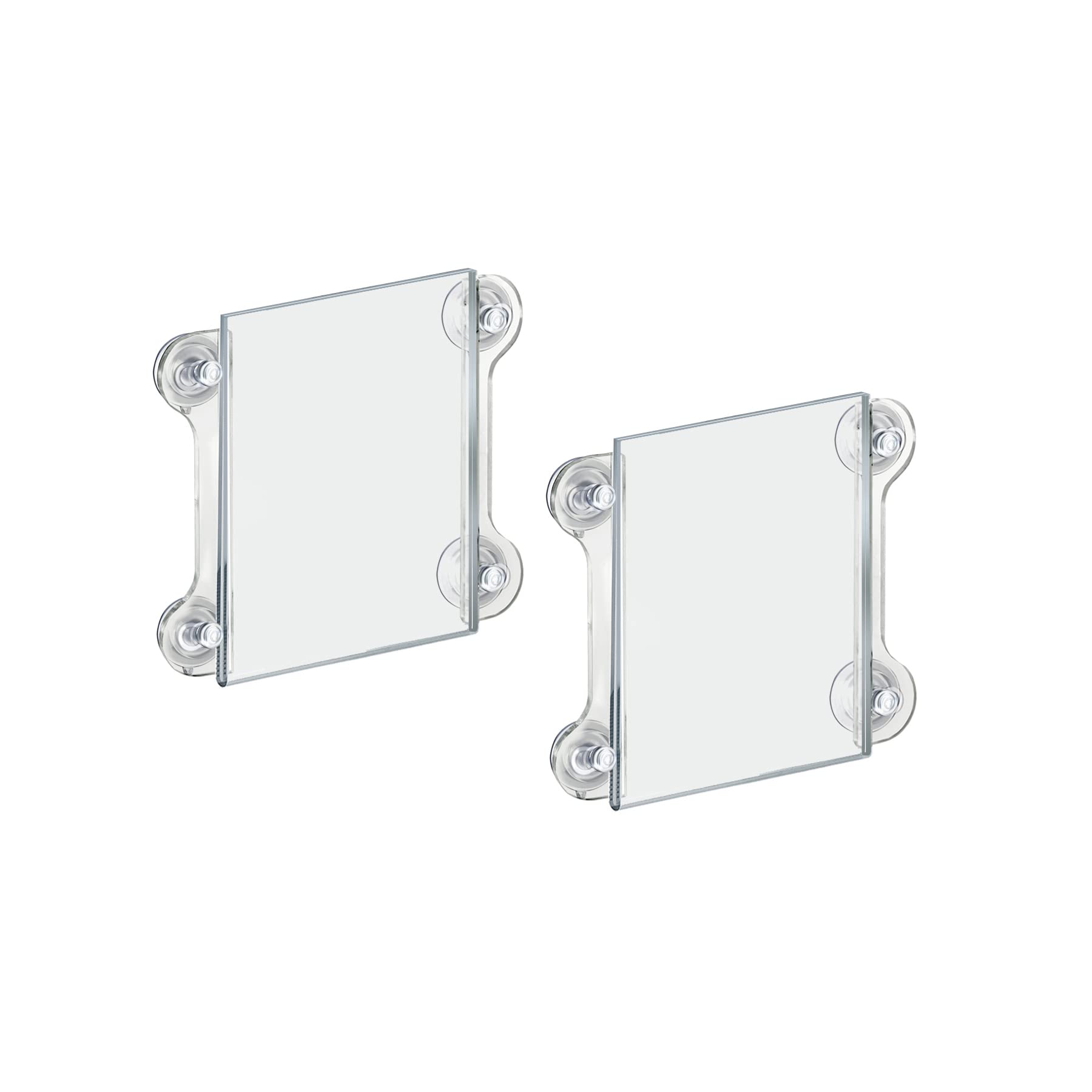 Azar Displays 106626- 2Pk 8.5" W by 8.5" H Acrylic Sign Holder w Suction Cups, Holds 8.5 H x 5.5 W sign