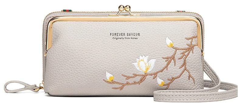 MOCA Women Sling Cross-Body Wallet with Mobile Cell Phone Holder Pouch Pocket Purse Clutch Bag with Card Slots/Shoulder Strap For Womens (Grey) (B0BCG473WL) Amazon Price History, Amazon Price Tracker