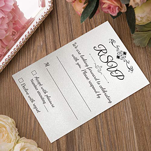 50Pcs White Rsvp Cards, Blank Response Card, Wedding Return Cards - Rsvp Reply Cards For Parties And Receptions - With Adhesive Pearl Envelopes Mailing Postcards 50 Cards #TOP2