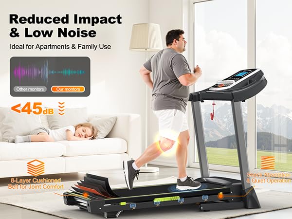 Image of Folding Treadmill, 3.5 4% Slope Portable Electric Running Machine for Small Spaces Apartments Offices