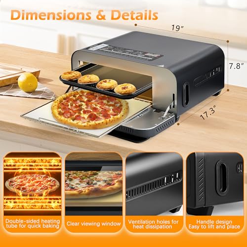 Ryrot Upgrade Electric Pizza Oven With 800°F Make Pizza In Minutes, 12 Inch Portable Countertop Versatile Pizza Oven For Indoor & Outdoor thumb #2