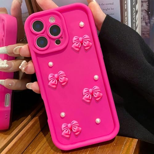 Coque de téléphone mignonne pour iPhone 15 rose rouge en silicone souple