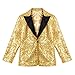 Xnihocha Kids Boys Sequin Jacket Suit Blazer Prom Tuxedo Wedding Dinner Party Tuxedo Gold 12 Years