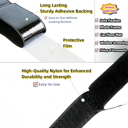 Image of YL-1【2Inch X 16 Feet】 Adhesive Hook and Loop Tape Roll Heavy Duty -Industrial Strength Self Adhesive,Sticky Strips Fastener, Indoor /Outdoor,Couch Cushions /Furniture (Black (4Inch X 16Feet))