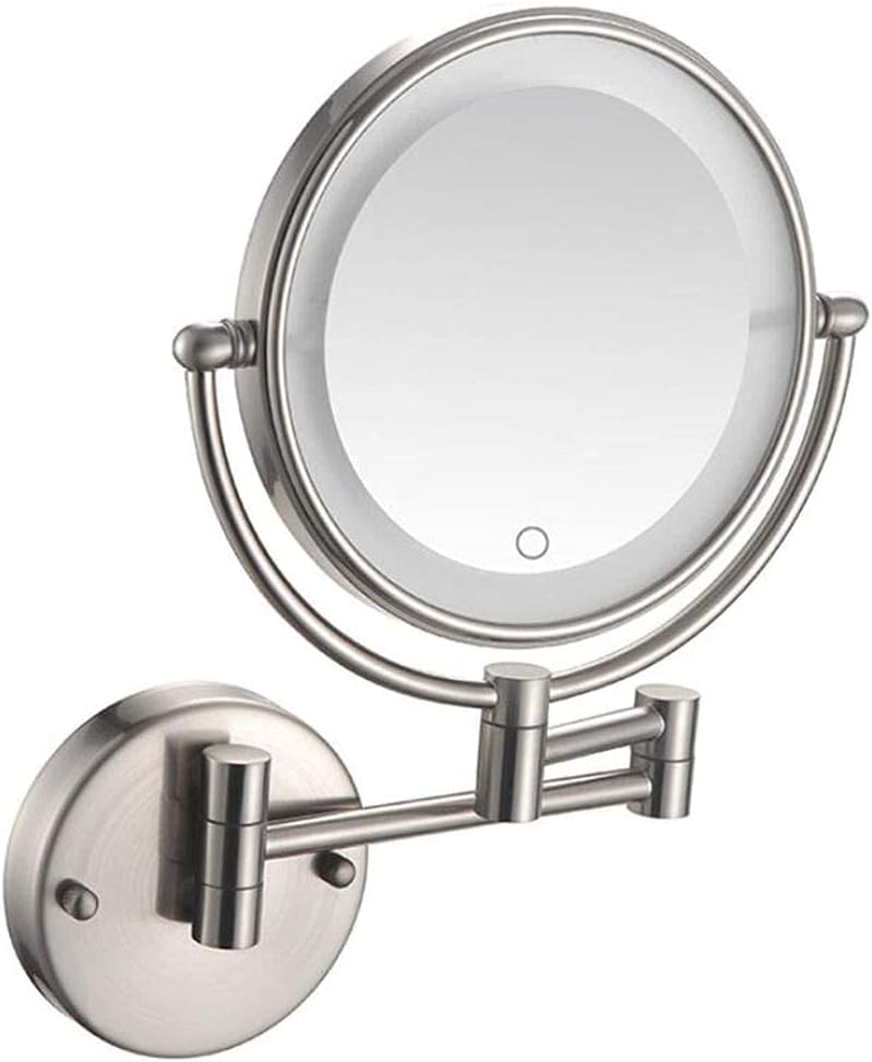 Miroir de salle de bain rotatif 360° et miroir cosmétique lumineux pour rasage double face