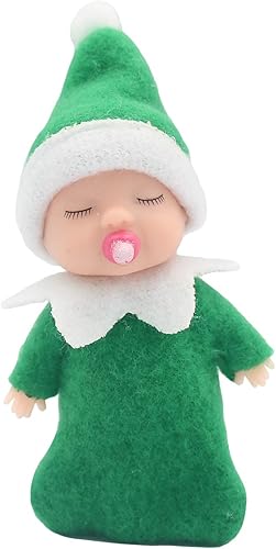 WULEEUPER Muñeca elfo durmiente con chupete  Juguetes de elfo en miniatura de Navidad  Regalo de fiesta de decoración de Año Nuevo (verde)