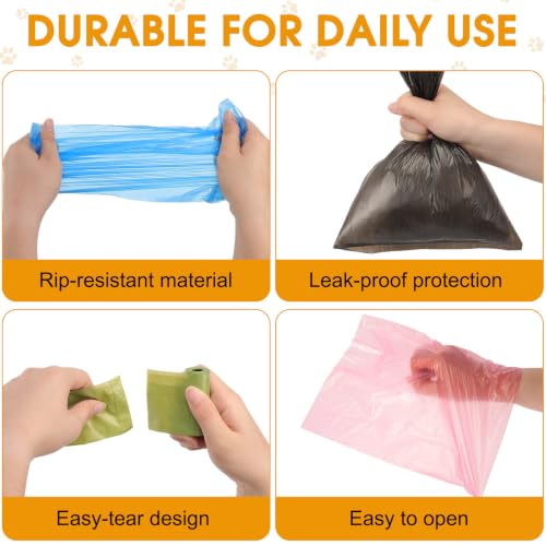 Image of Teling 3000 Count Dog Poop Bags with 3 Dispensers, Colourful