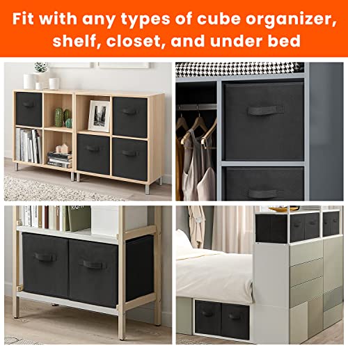 Storage Cubes, 11 Inch Cube Storage Bins (Set Of 8), Fabric Collapsible Storage Bins With Dual Handles, Foldable Cube Baskets For Shelf, Closet Organizers And Storage Box (Black) #TOP5