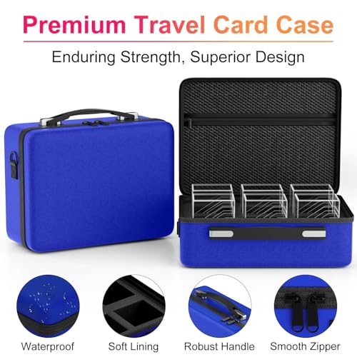 Image of Proijeut Card Deck Box with Portable Case, 6 Pack Clear Commander Deck Box with 6 Dividers, Holds 600+ Double Sleeved Cards, Fit for MTG, YuGiOh, TCG (Blue)