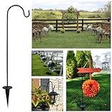 Linyue Outdoor Shepherds Hook, Adjustable Metal Plants Lanterns Hanging Stake, 20Inch Bird Feeder Pole Hanger Heavy Duty Iron Garden Decor Hooks for Flower Pots Solar Lights (1), Black