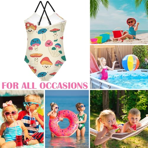 Image of Girls one Piece Swimsuit Summer UPF 50+ Quick Dry Beach Bathing Suit with Straps Swimwear 3-10 Years