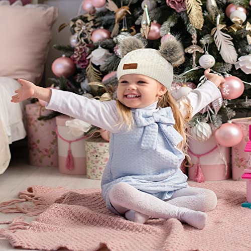 Baby Beanie Hat Double Pom Pom Toddler Beanies Warm Knit Infant Winter Hat Caps For Kids Boys Girls Black #TOP5