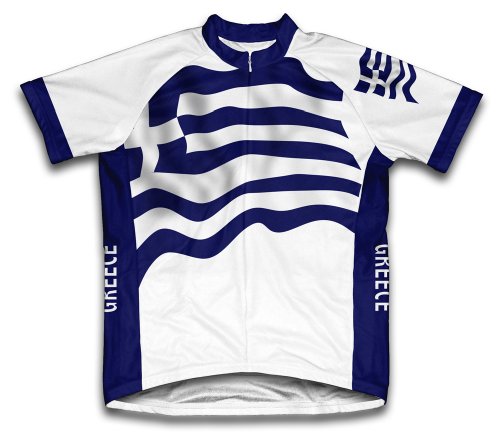 ScudoPro Greece Flag Short Sleeve Cycling Jersey for Men - Size 4XL