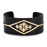 Landstroms Black Hills Powder Coat Cuff Bracelet, 12K Gold Leaves