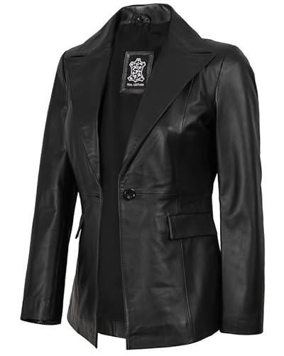 Blingsoul Women Black Leather Blazer | [1330873] Susie Black, M