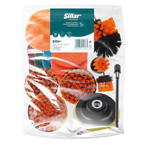 Sillar Juego de Cepillos para Taladro 17 Piezas, Cepillo de Limpieza, Cepillo para Destornillador Inalámbrico, Cepillo para Tapicería | Cepillo de Limpieza para Ruedas, Cocina, Coche, Alicatado
