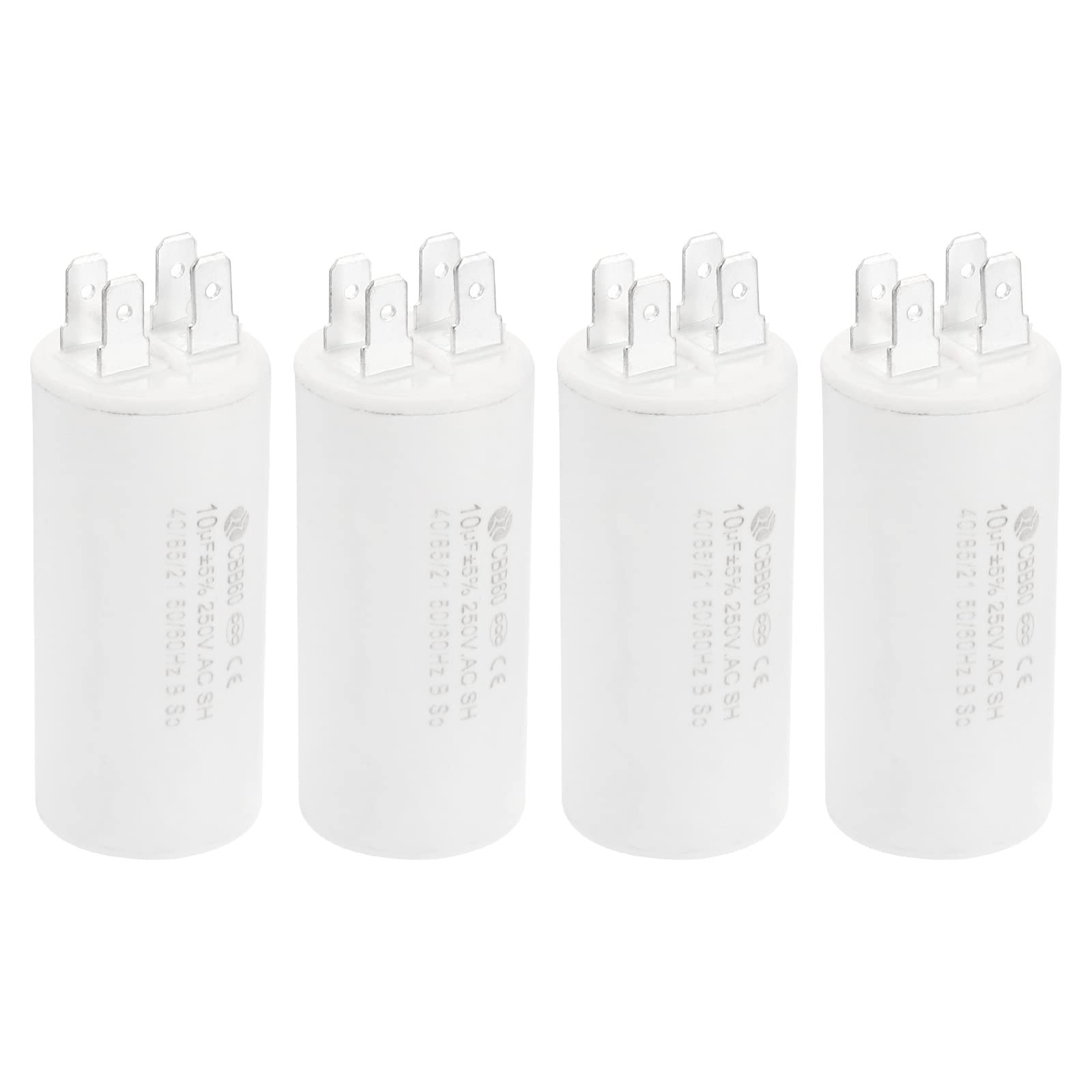 PATIKILCBB60 10uF Running Capacitor,4Pcs AC 250V 4 pins 50/60Hz Cylinder 1.25 x 2.73inch for Water Pumps, Washing Machines Motor Start