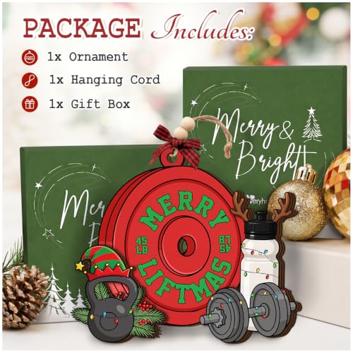 Weight Lifting Christmas Ornament 2026, Barbell and Dumbbell Gym Ornament - Image 4