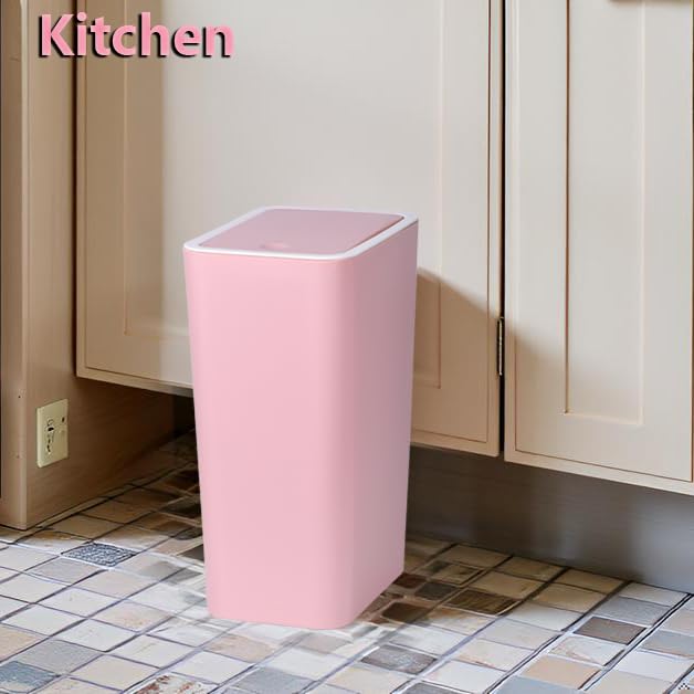 Image of Eleckey Small Trash Can with Lid(Pink) - 2 Pack