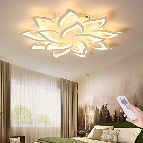 YUPIN Blume Kreative Deckenlampe LED Deckenleuchte Innen Decken Beleuchtung Für Schlafzimmer Wohnzimmer Mit Fernbedienung Küche Esszimmer Weiß Acryl Lampenschirm Dekorative Dimmable Lampe,14 heads Cover