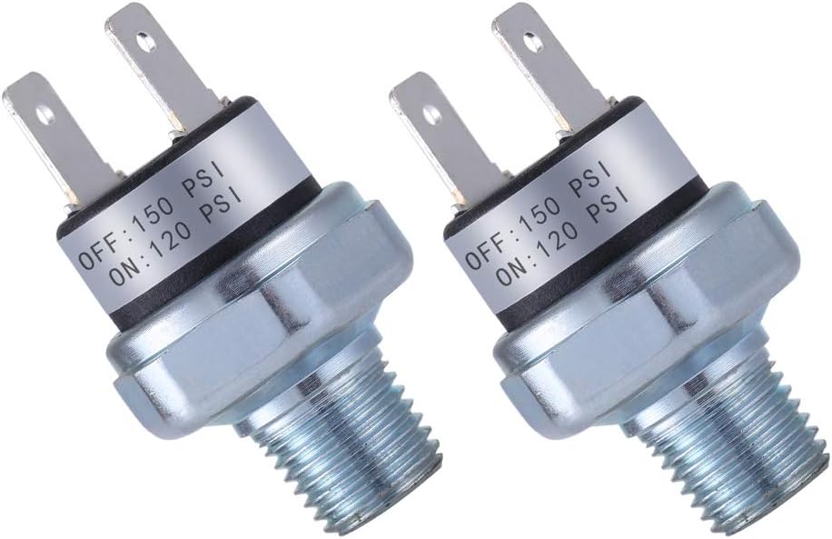 FanWayer 120-150 PSI Pressure Switch 1/4-18 NPT Air Compressor Switch for 12V/24V DC & AC - Train Horn & Air Tank Controller