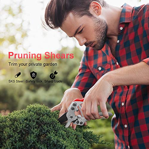 pozzolanas Pruning Shears, 7.5\" Professional Garden Shears Scissors Bypass Pruner Tree Branch Cutter Plant Trimming Scissors
