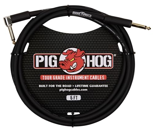 Câble instrumental Pig Hog PH6R en PVC 8 mm de 1,8 m pour guitare électrique et basse