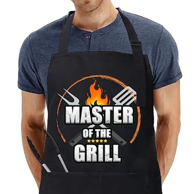 umboom Originales Delantal de Cocina para Hombres y Mujeres, Personalizado Regalo para Papá, Novio, Esposo, Hijo, Madre (DAD MASTER OF THE GRILL - Negros) | Ya disponible en tu tienda friki favorita! En mundofriki.es!