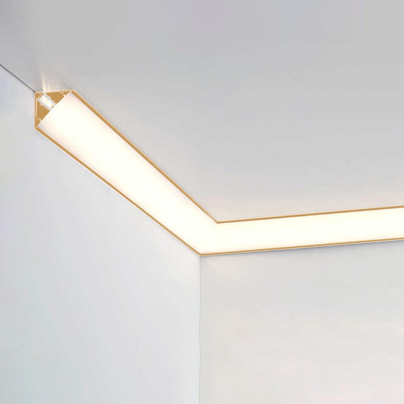 Moulure de plafond LED doré en aluminium chic pour salon