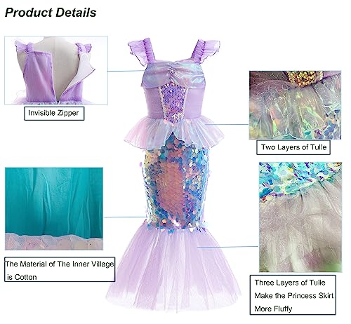 Disfraz de sirena para niñas con accesorios miniatura 4