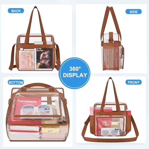 Image of Busiuw Clear Bag for Stadium Events, Stadium Approved 12x12x6 Clear Tote Bag for Sport Fan, Work Concert Travel